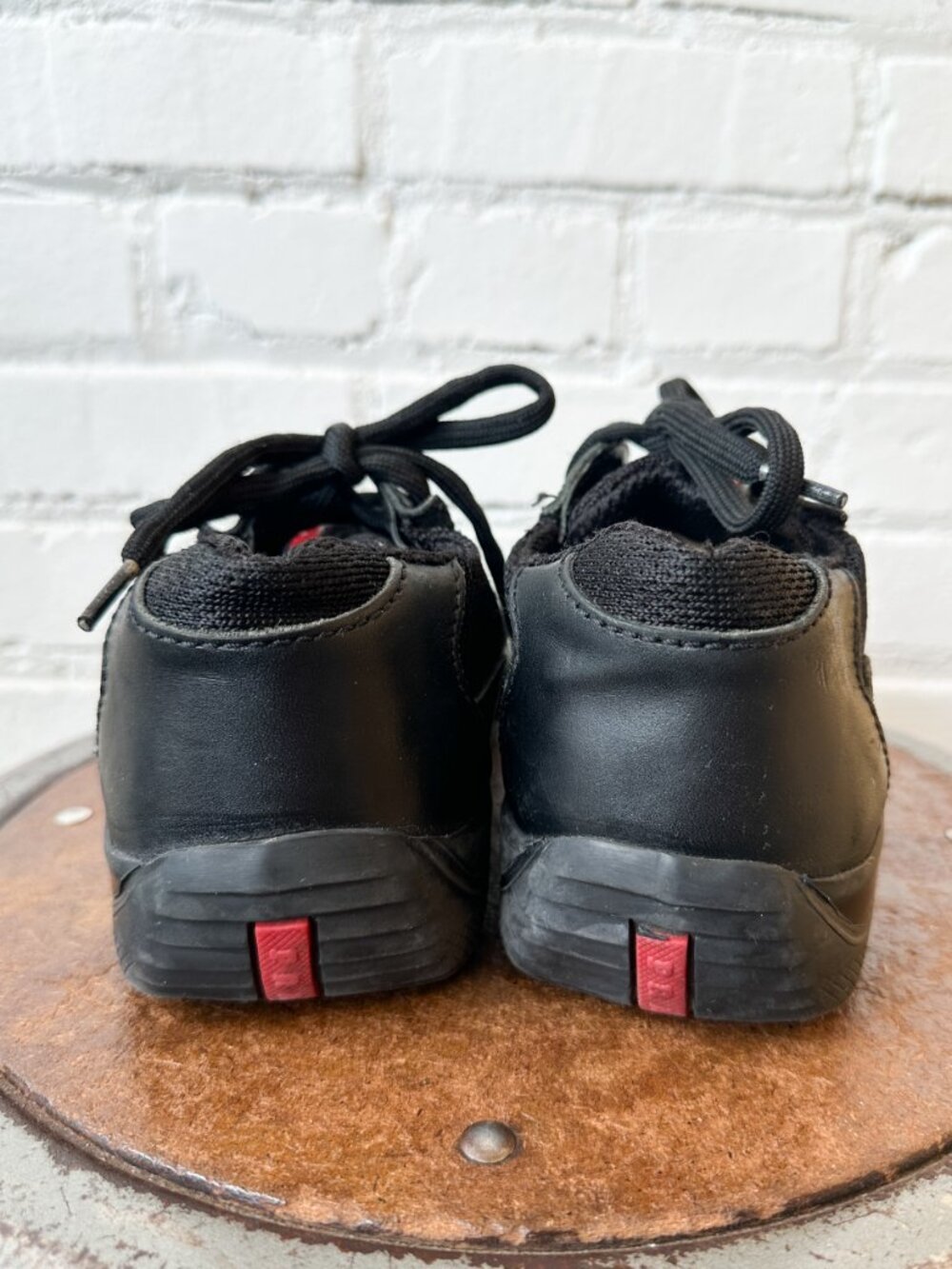 Prada America's Cup Original Black Leather & Mesh Low Top Sneakers - UK Size 6 - Picture 5 of 8